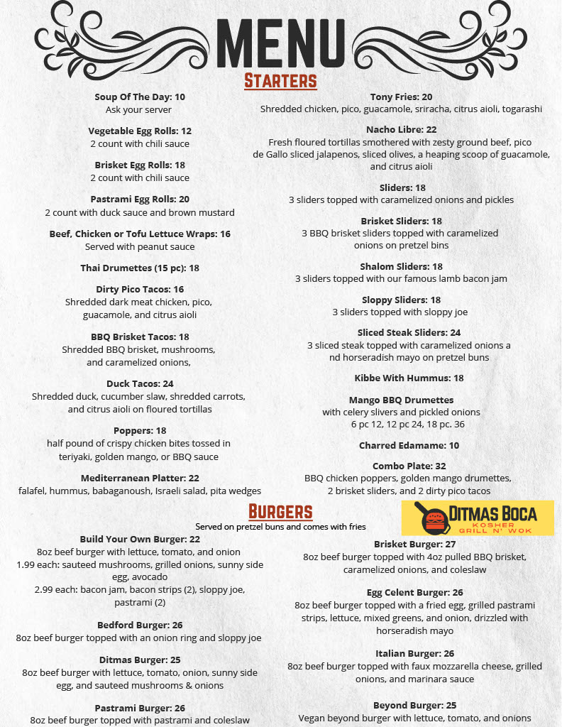Ditmas new dinner menu